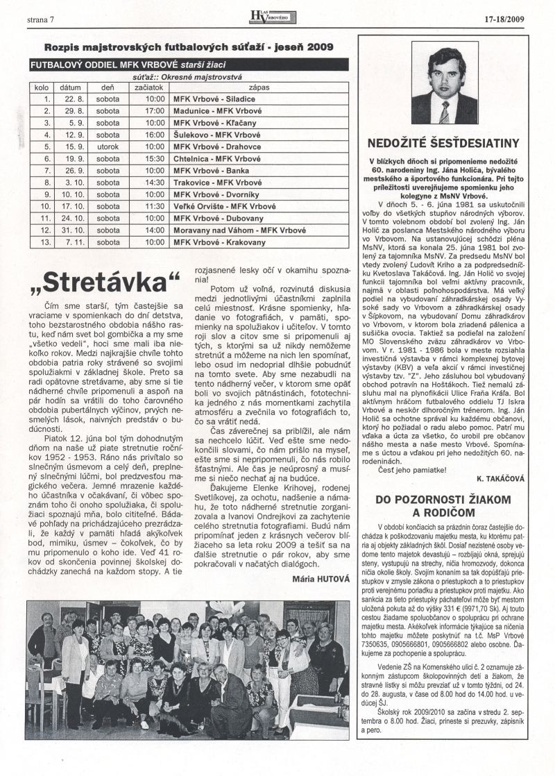Hlas Vrbového 17,18/2009, strana 7