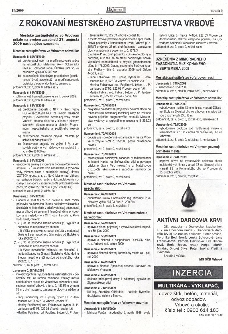 Hlas Vrbového 19/2009, strana 6
