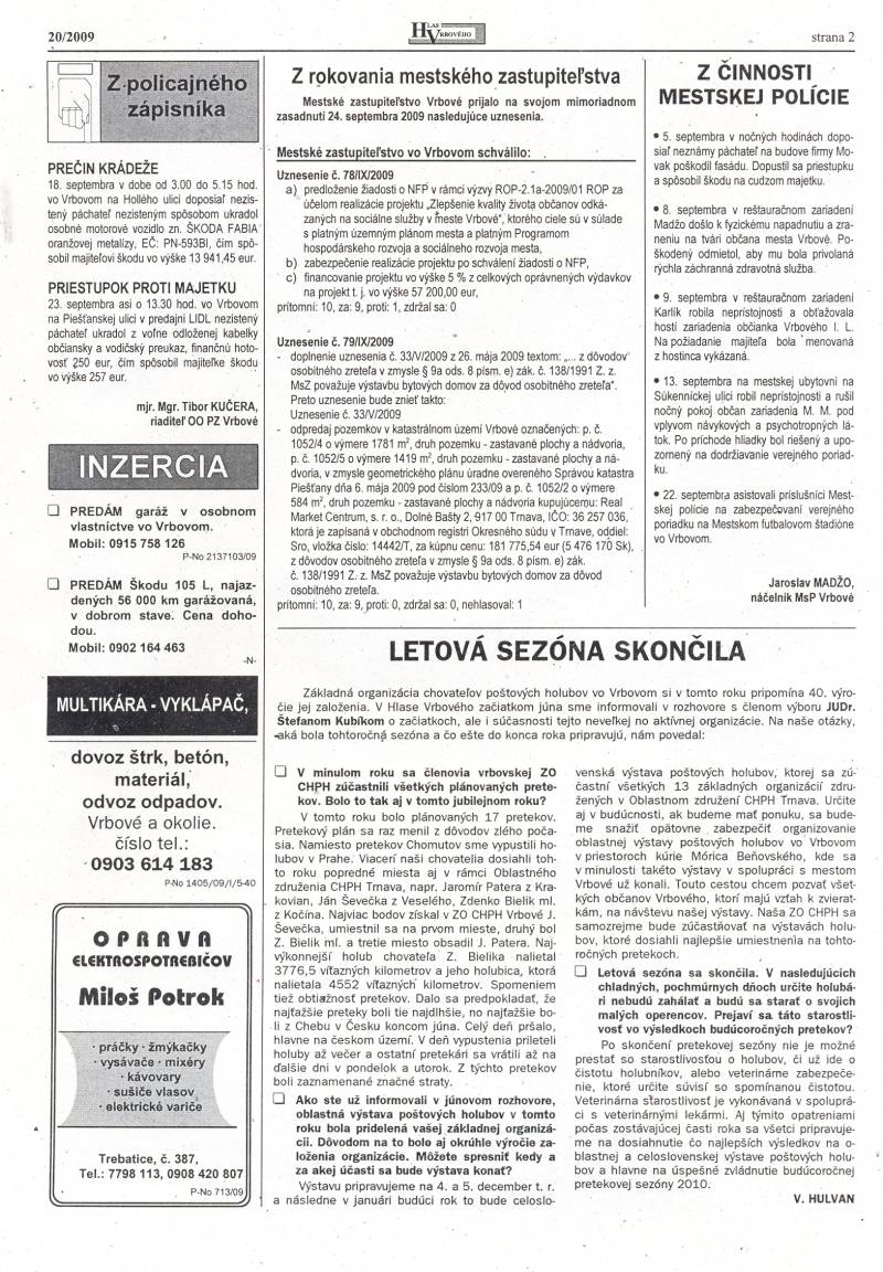Hlas Vrbového 20/2009, strana 2
