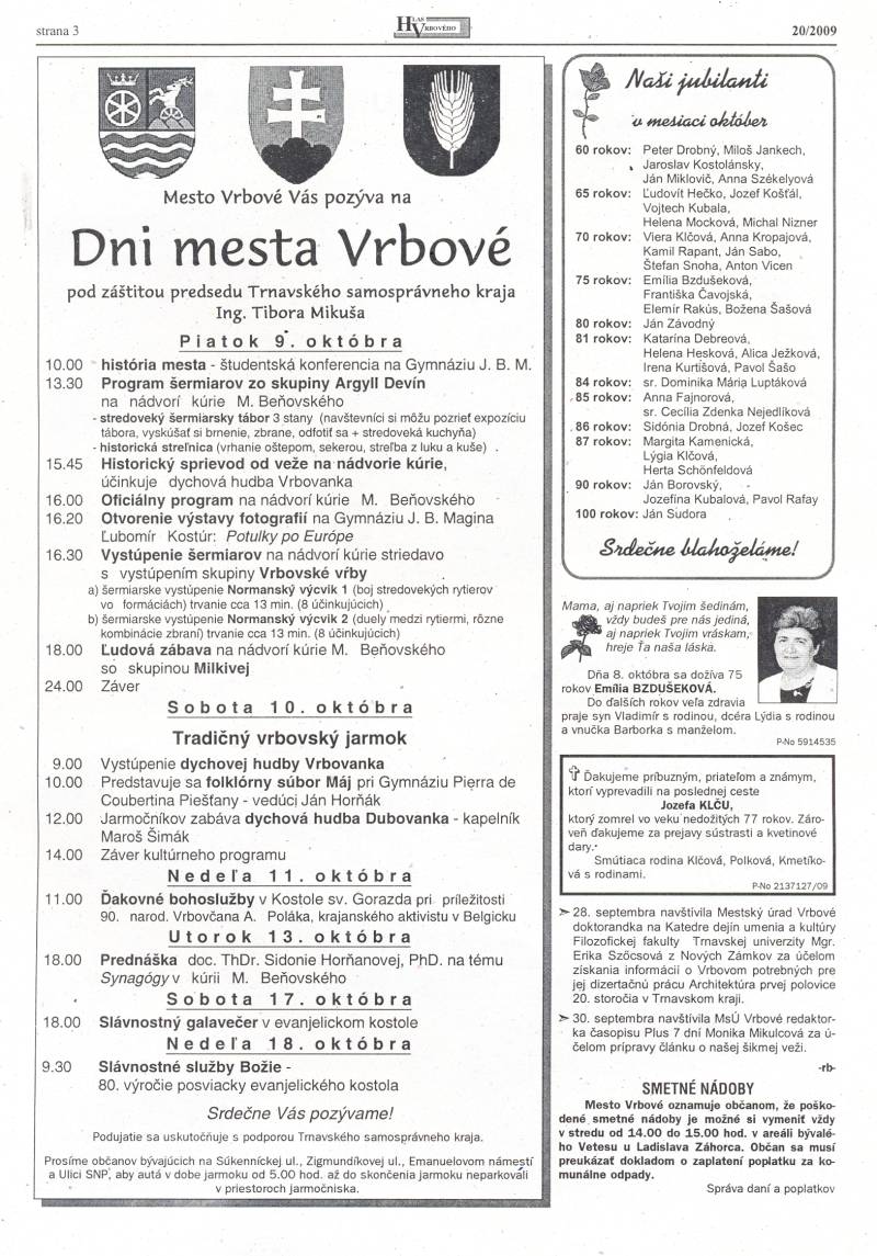 Hlas Vrbového 20/2009, strana 3