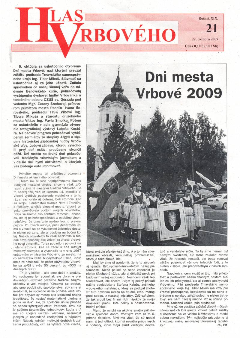 Hlas Vrbového 21/2009, strana 1