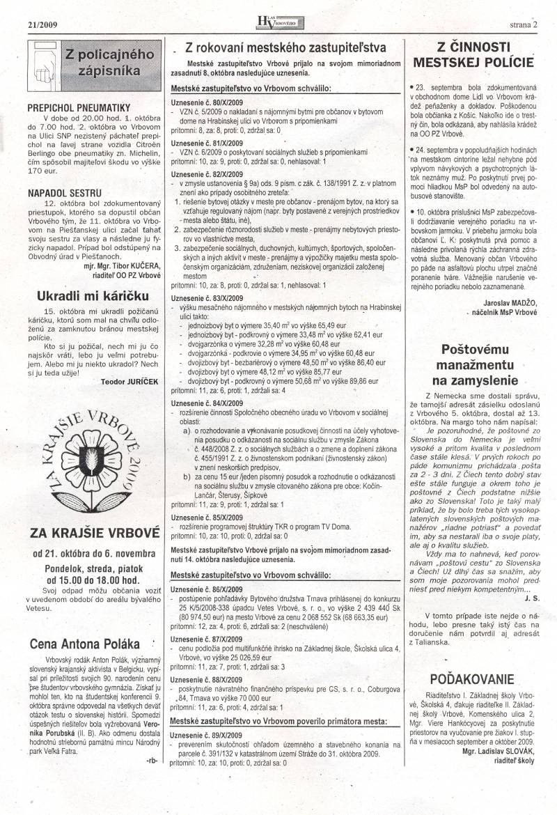 Hlas Vrbového 21/2009, strana 2