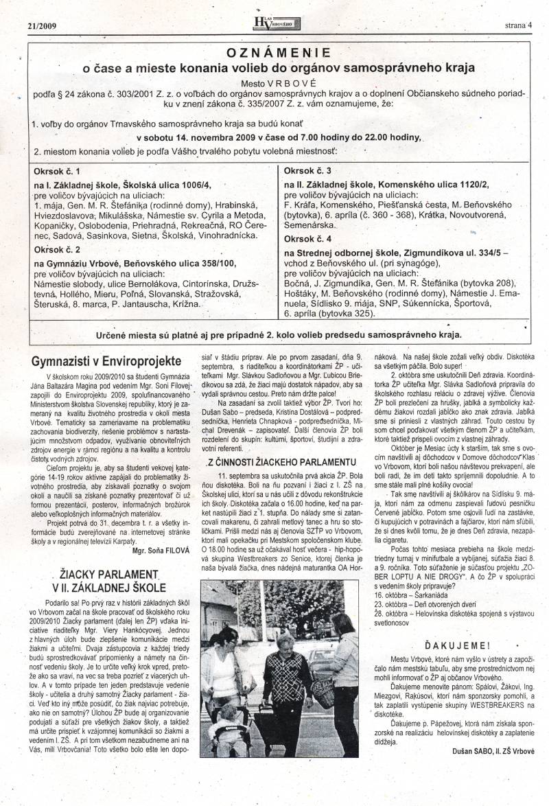 Hlas Vrbového 21/2009, strana 4