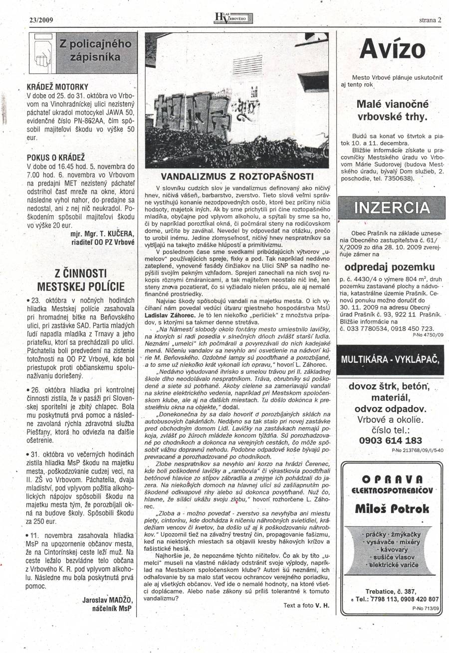 Hlas Vrbového 23/2009, strana 2