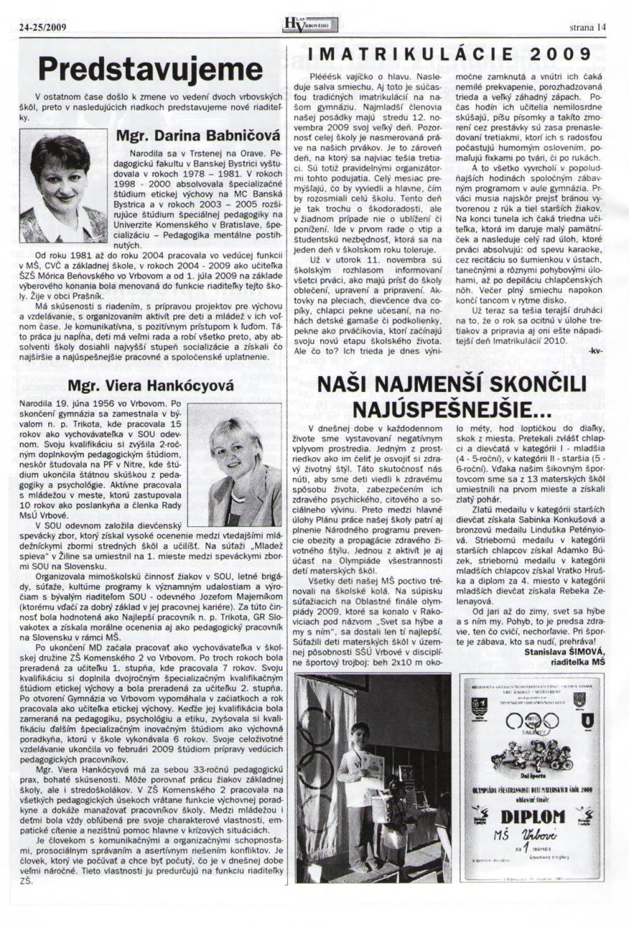 Hlas Vrbového 24,25/2009, strana 14
