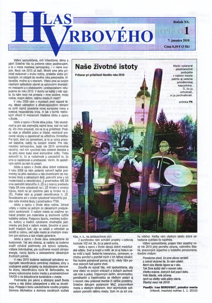 Hlas Vrbového 01/2010, strana 1