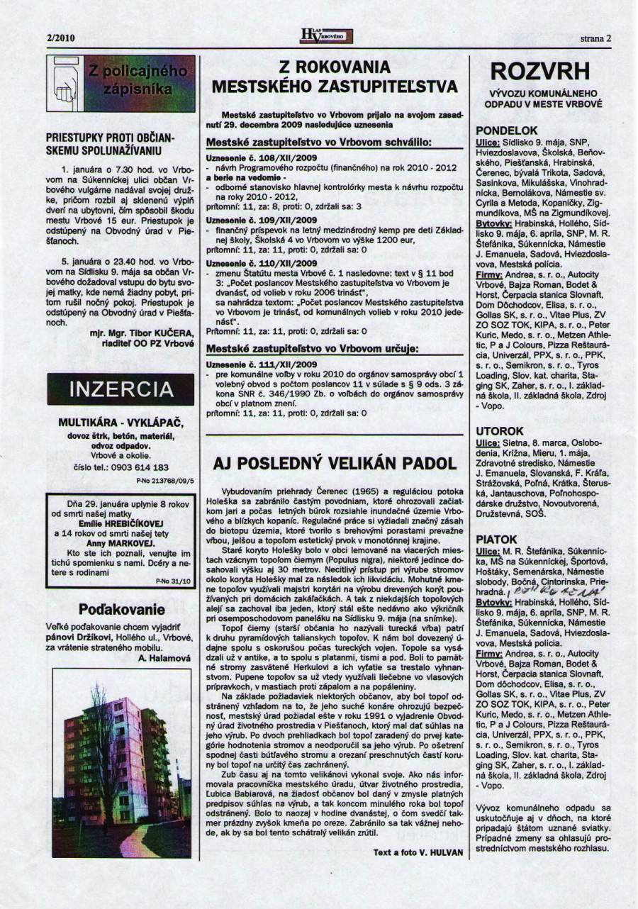 Hlas Vrbového 02/2010, strana 2