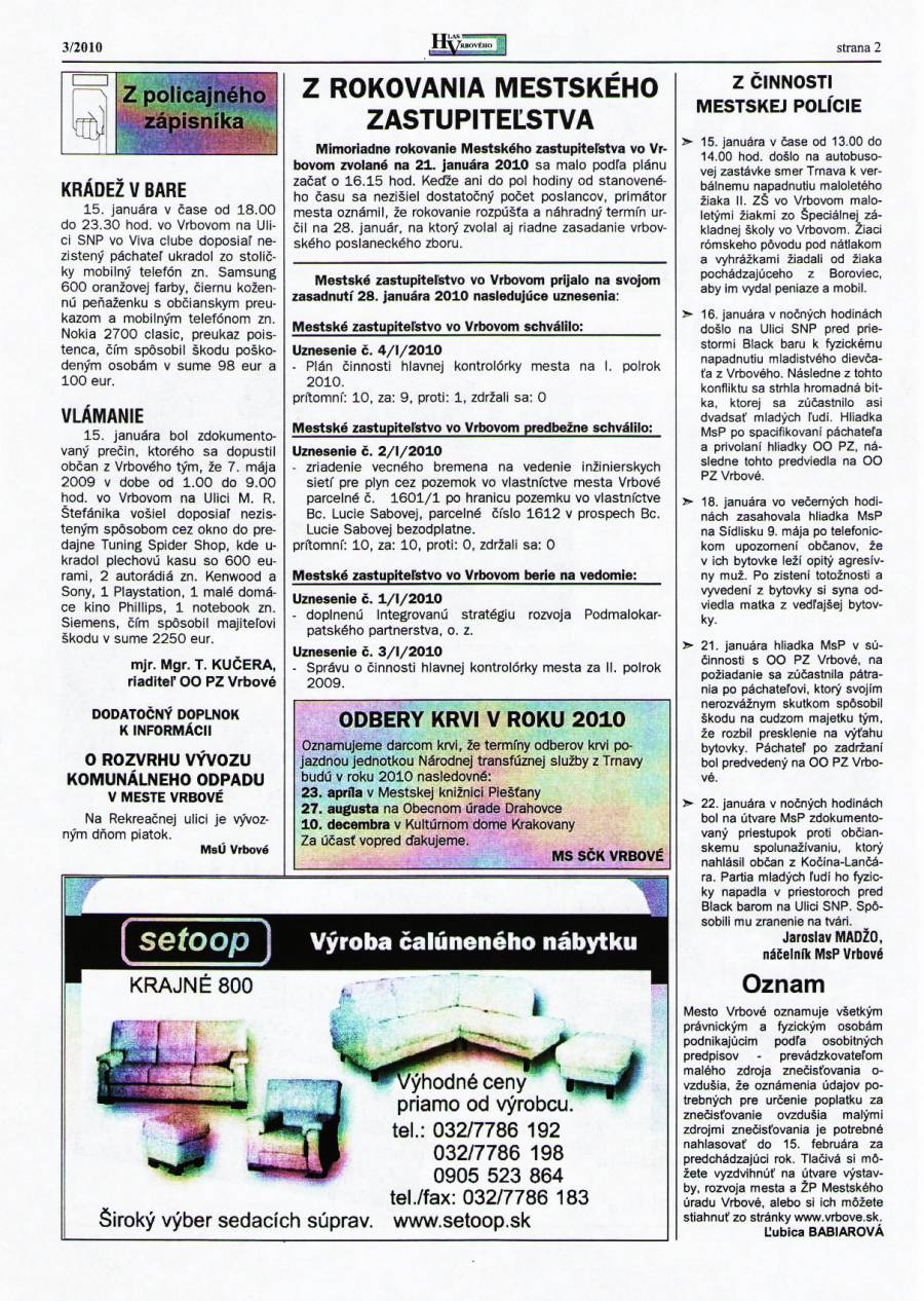 Hlas Vrbového 03/2010, strana 2