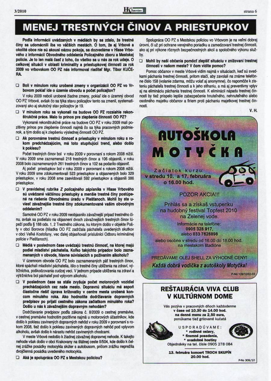 Hlas Vrbového 03/2010, strana 6
