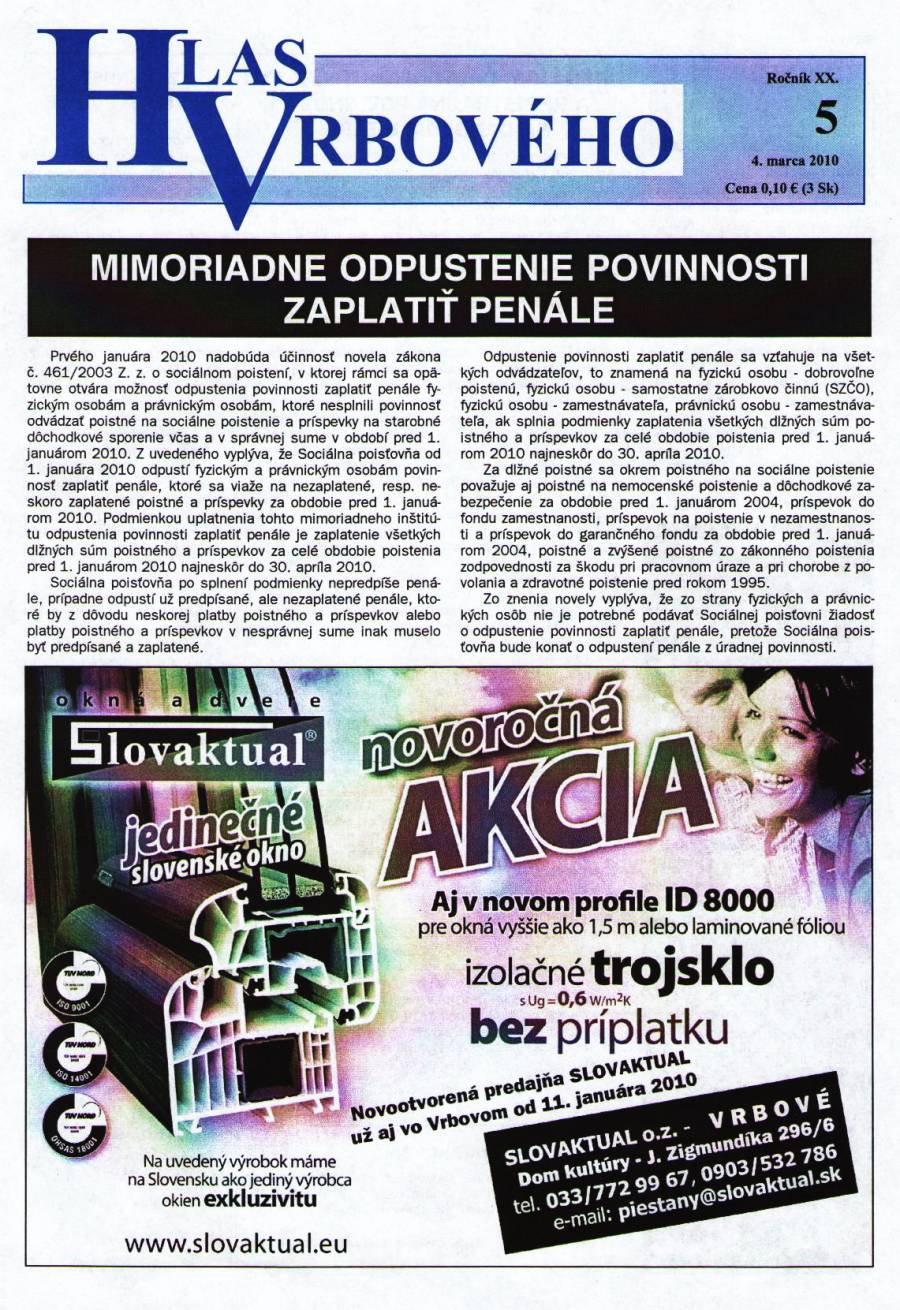 Hlas Vrbového 05/2010, strana 1