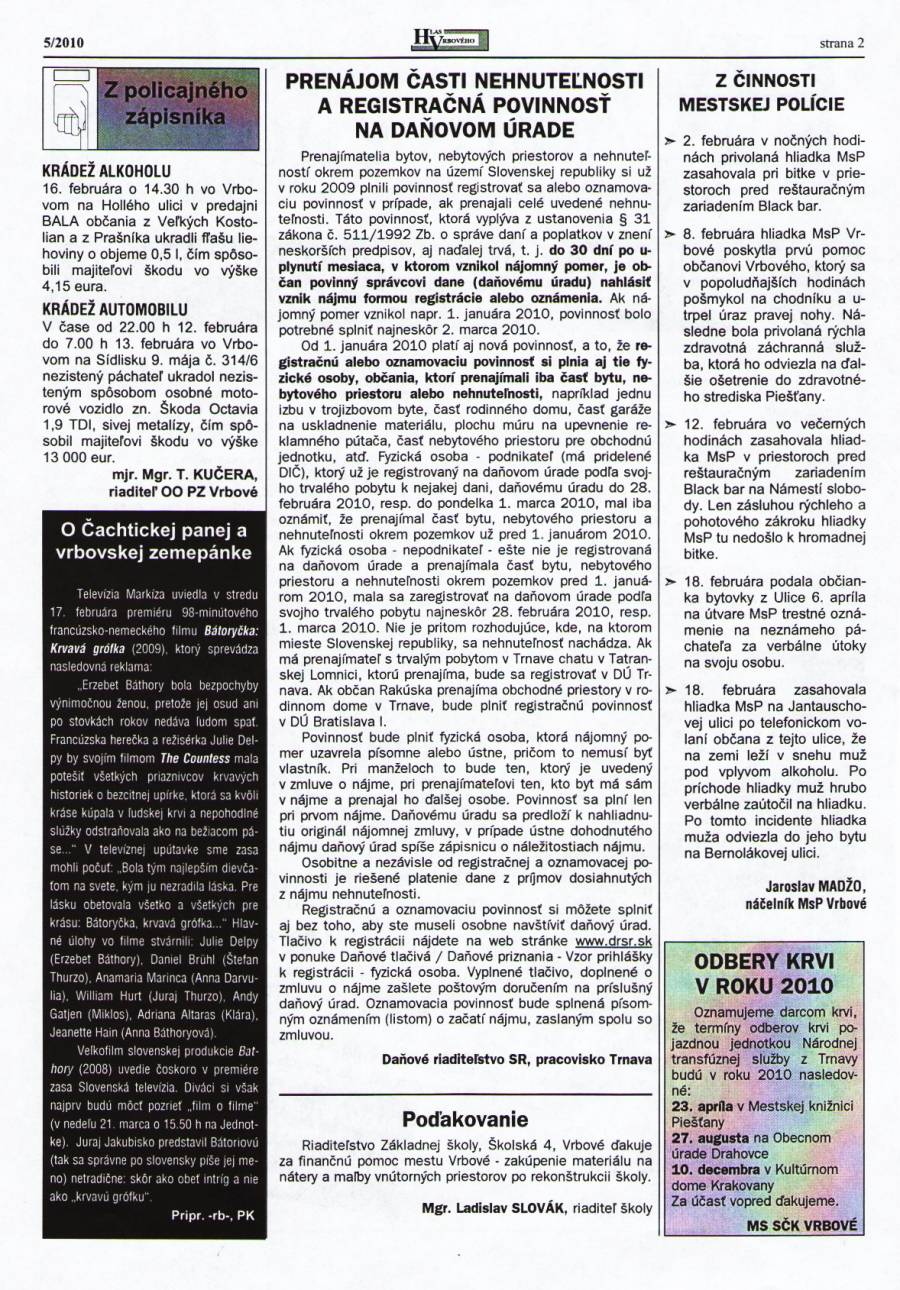 Hlas Vrbového 05/2010, strana 2