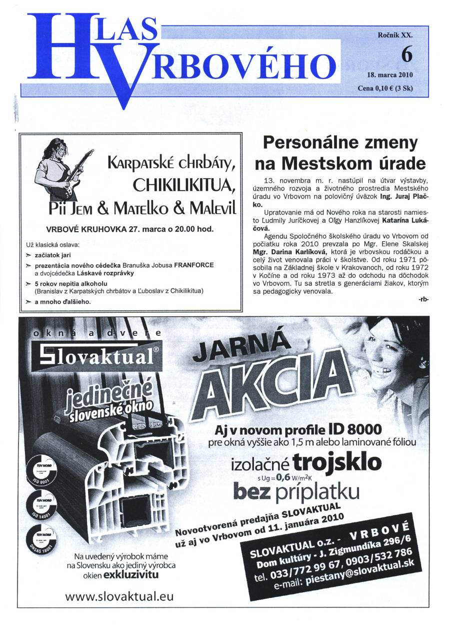 Hlas Vrbového 06/2010, strana 1