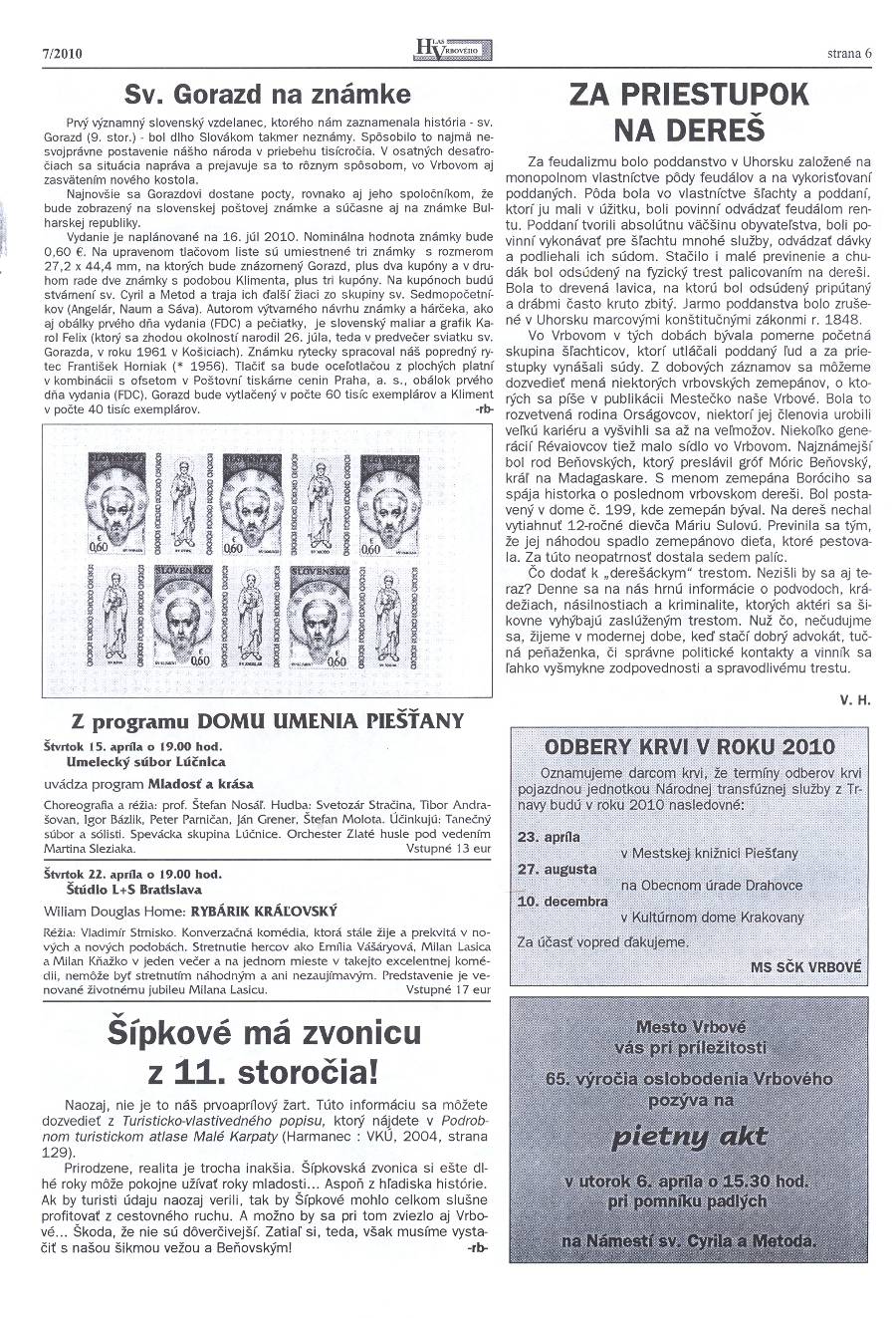 Hlas Vrbového 07/2010, strana 6