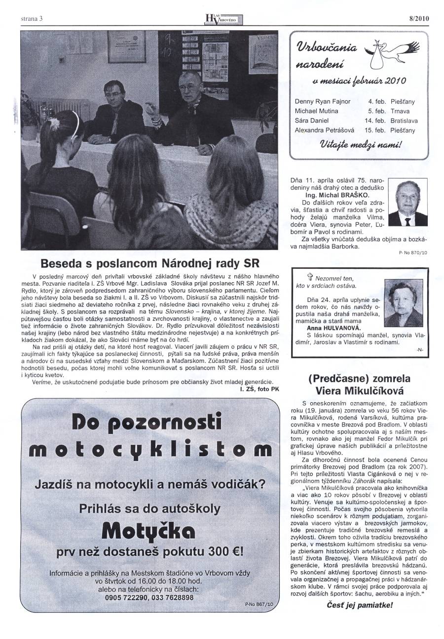 Hlas Vrbového 08/2010, strana 3