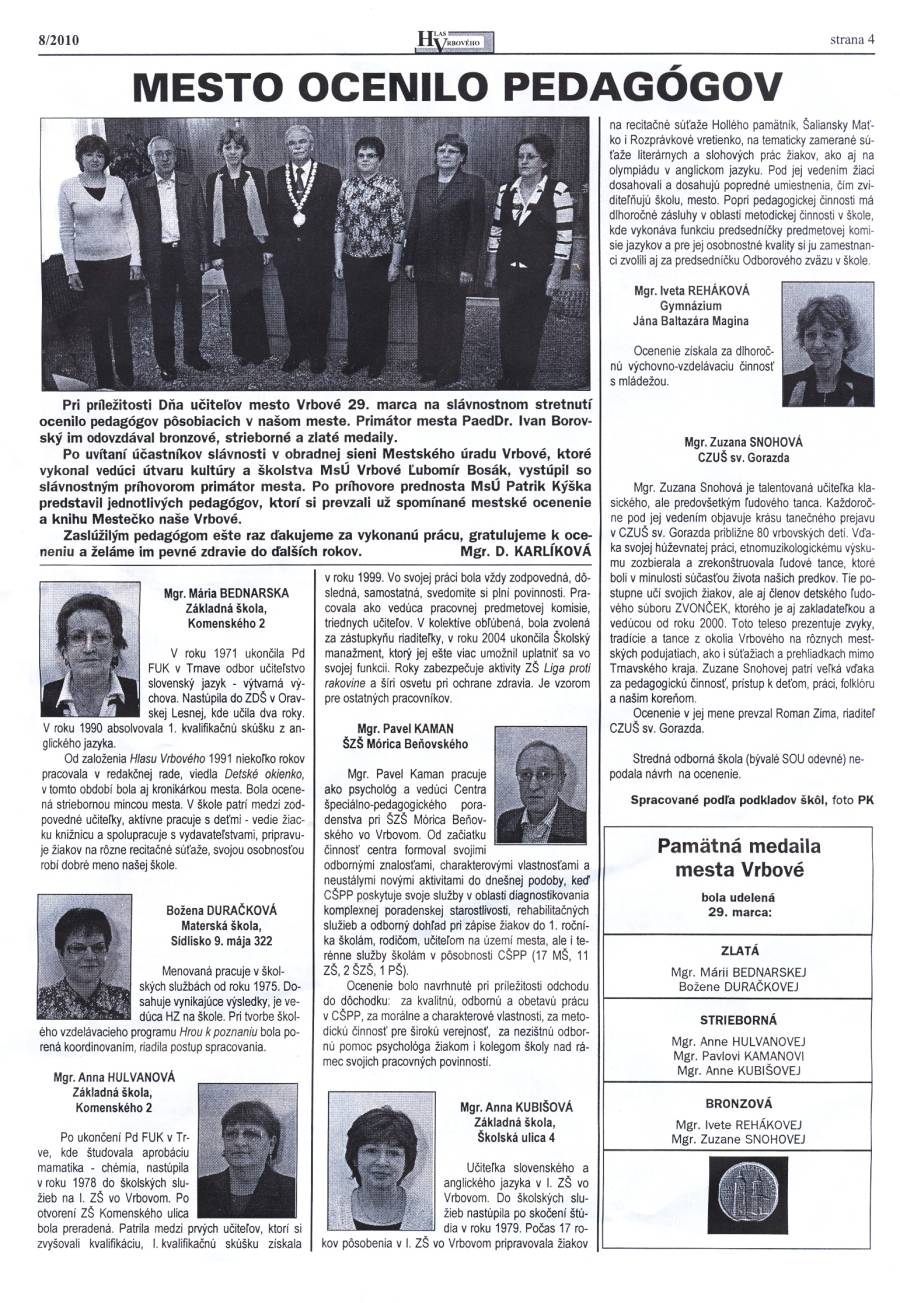 Hlas Vrbového 08/2010, strana 4