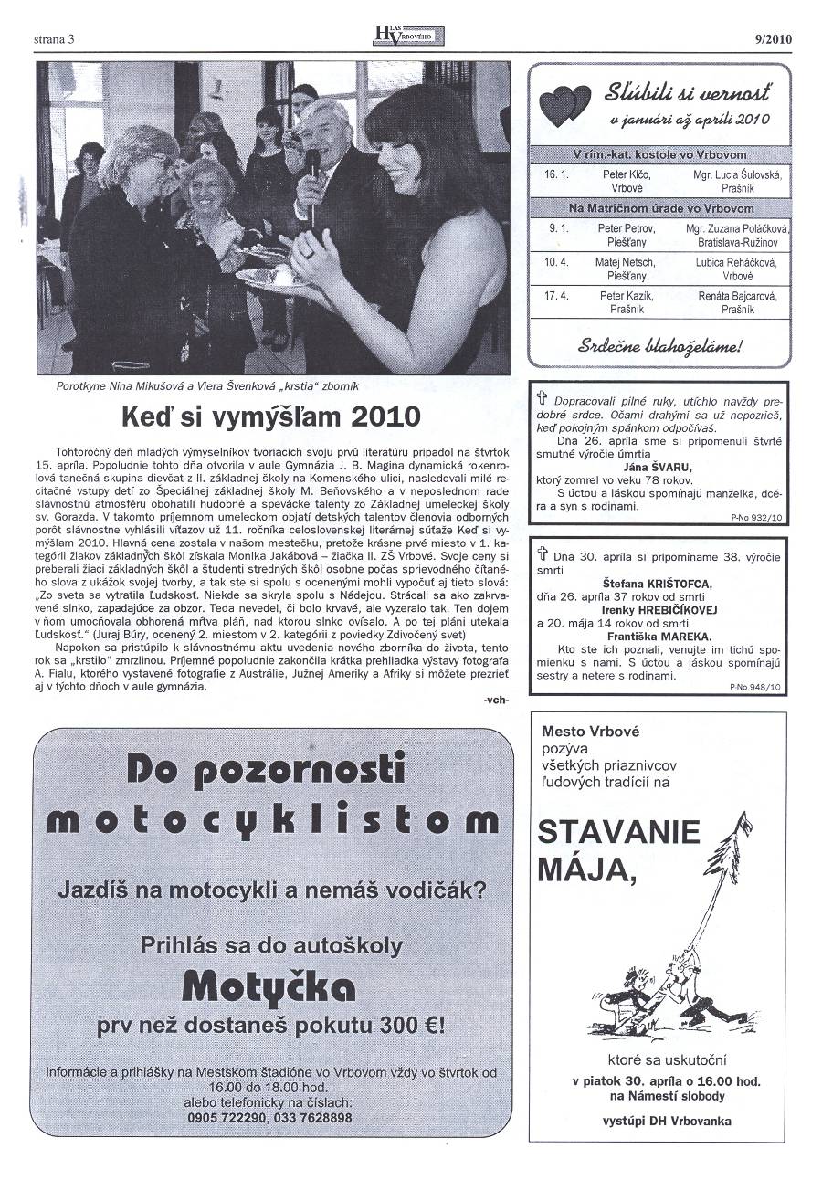 Hlas Vrbového 09/2010, strana 3