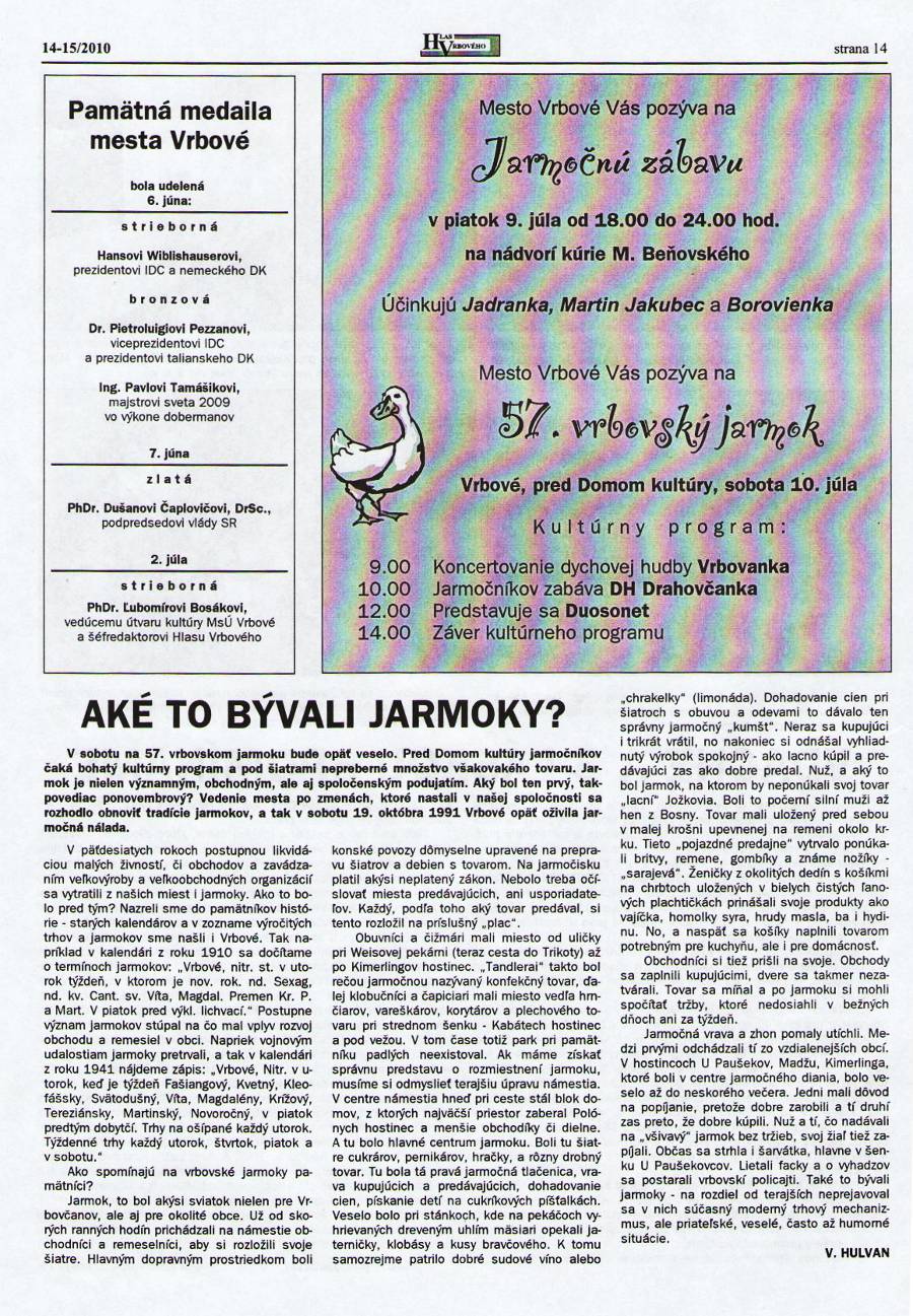 Hlas Vrbového 14,15/2010, strana 14