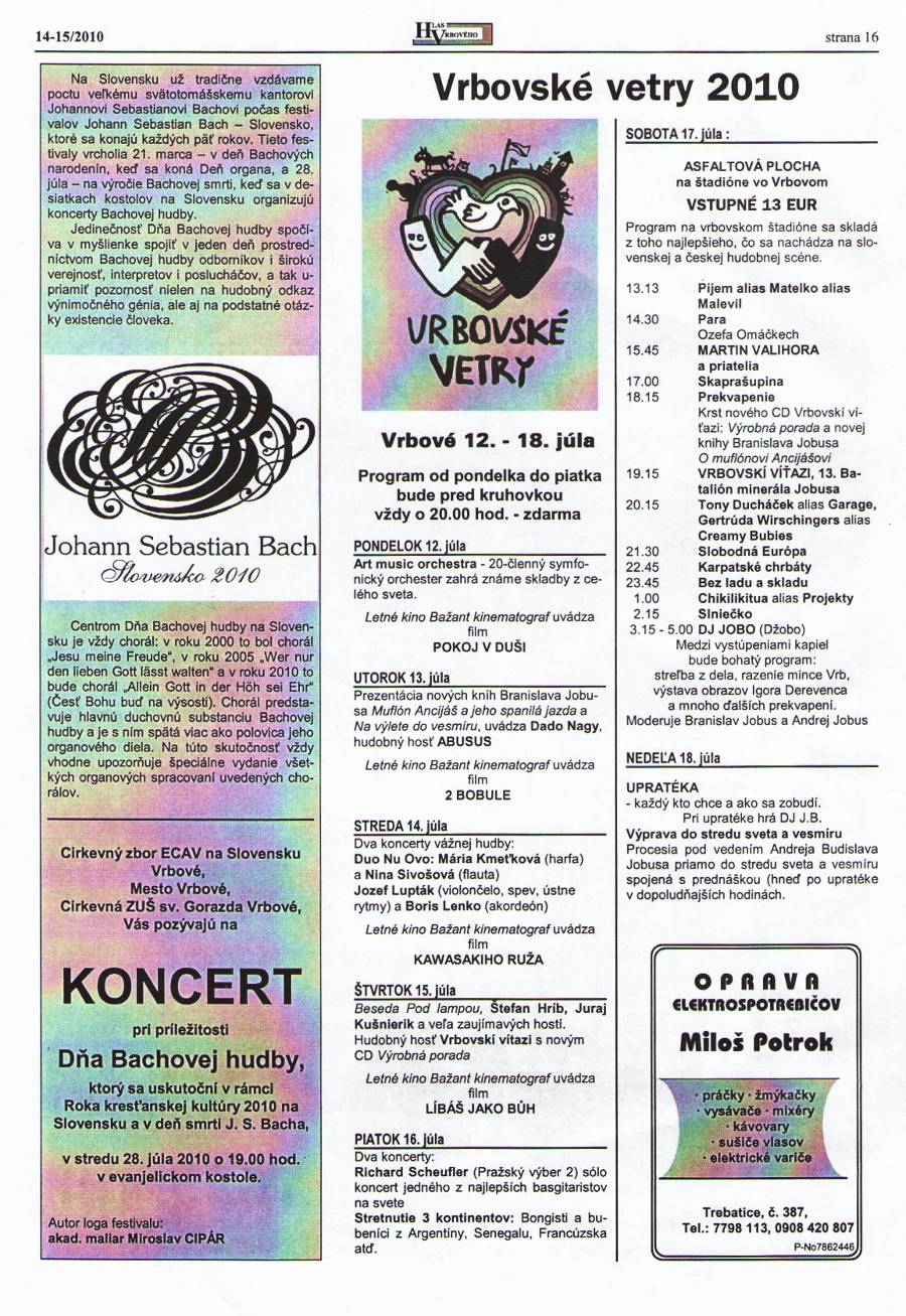 Hlas Vrbového 14,15/2010, strana 16