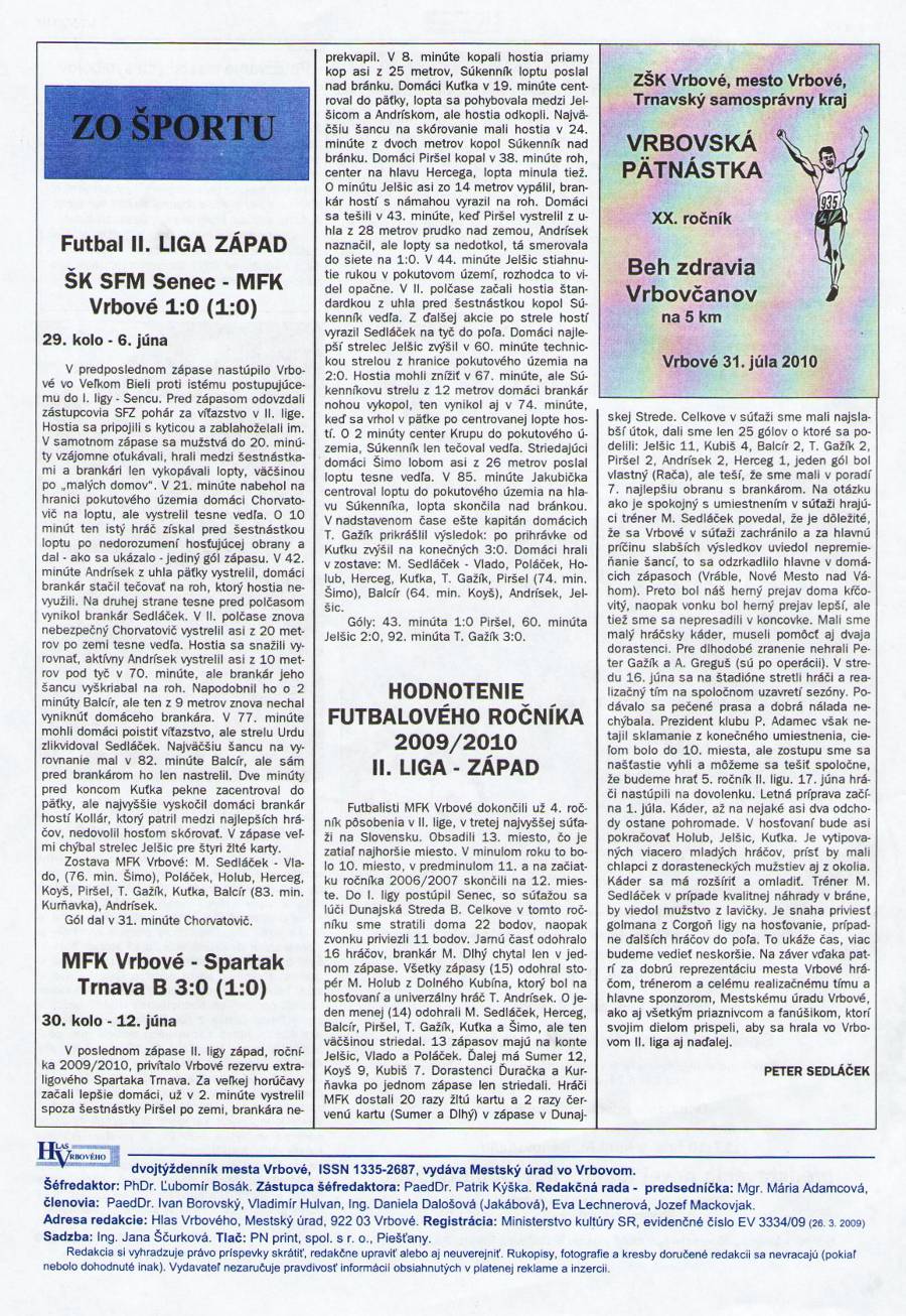 Hlas Vrbového 14,15/2010, strana 20