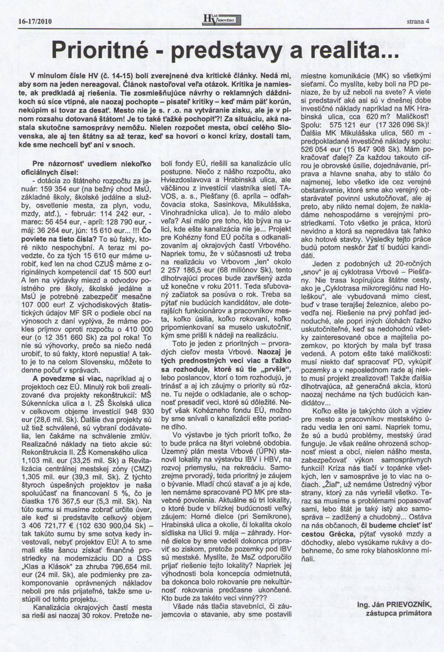 Hlas Vrbového 16,17/2010, strana 4