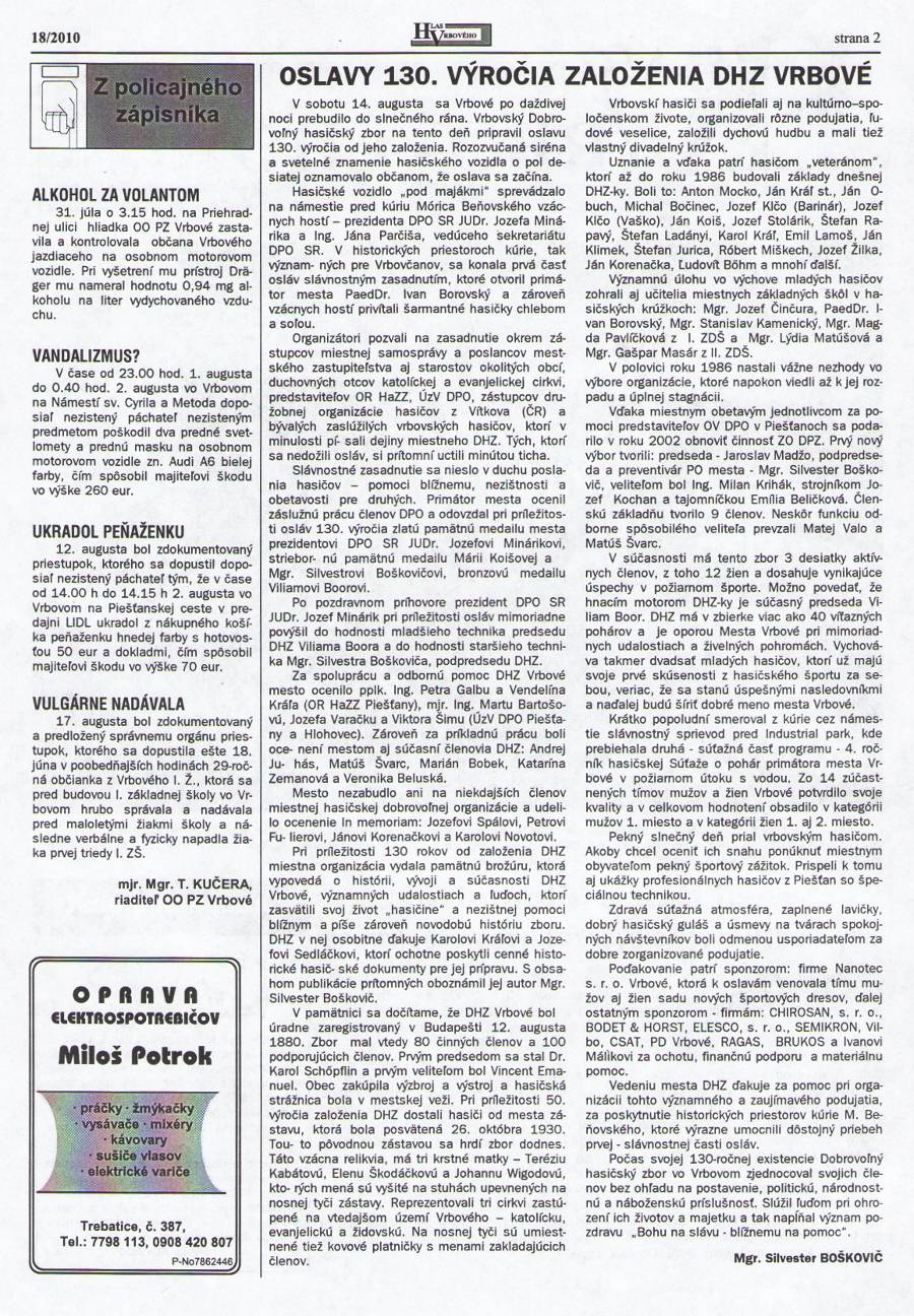 Hlas Vrbového 18/2010, strana 2