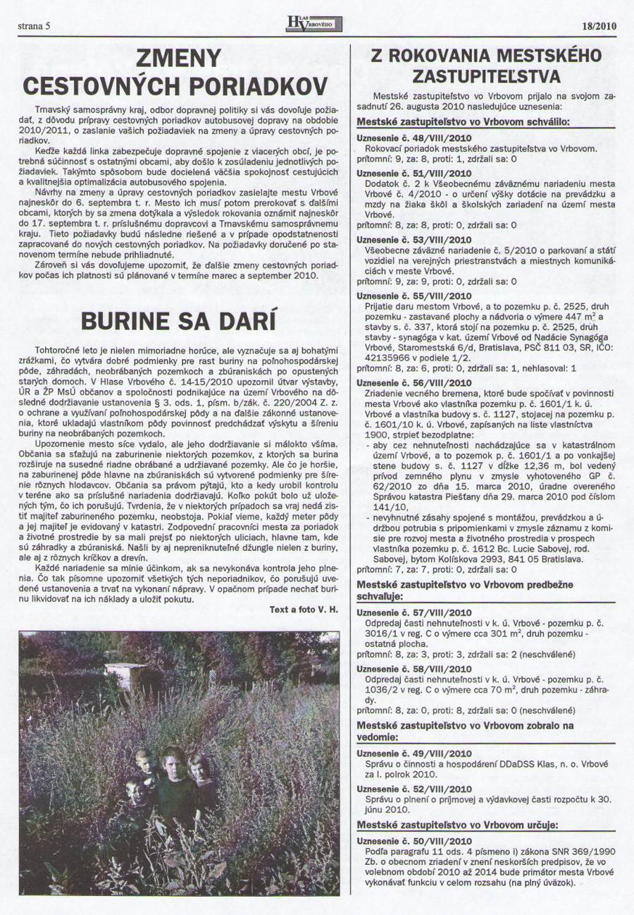 Hlas Vrbového 18/2010, strana 5