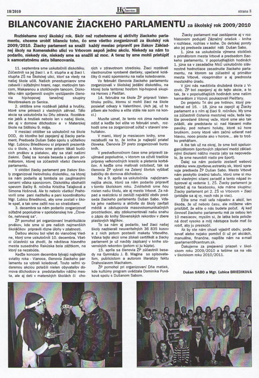 Hlas Vrbového 18/2010, strana 8