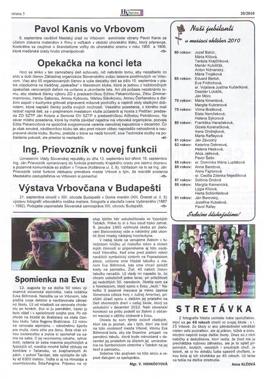 Hlas Vrbového 20/2010, strana 3