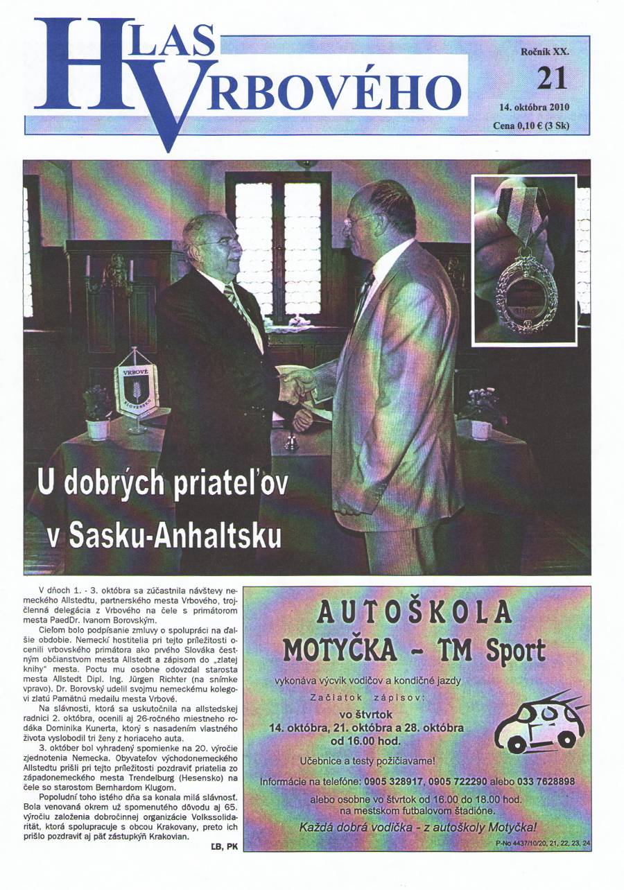 Hlas Vrbového 21/2010, strana 1