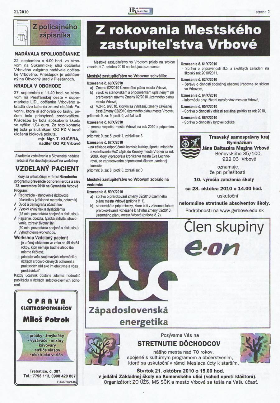 Hlas Vrbového 21/2010, strana 2