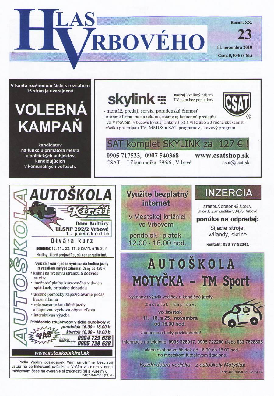 Hlas Vrbového 23/2010, strana 1