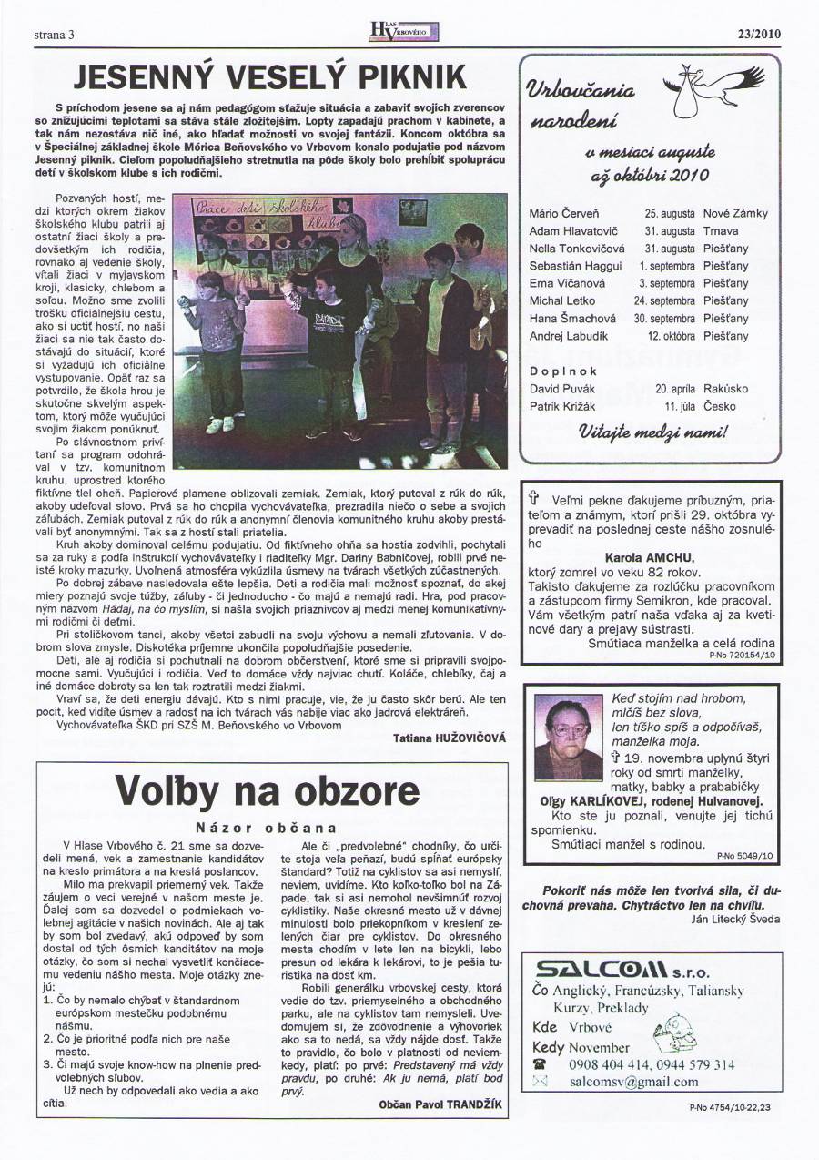 Hlas Vrbového 23/2010, strana 3