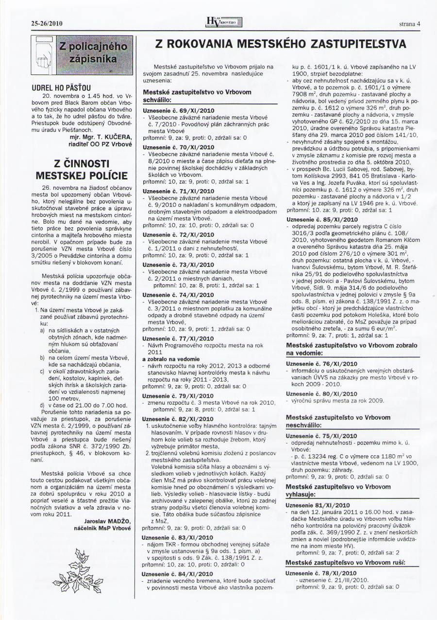 Hlas Vrbového 25,26/2010, strana 4
