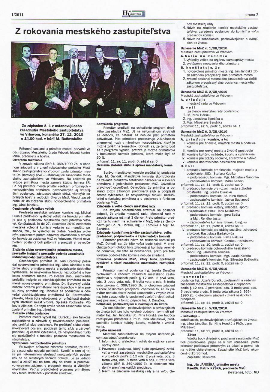 Hlas Vrbového 01/2011, strana 2