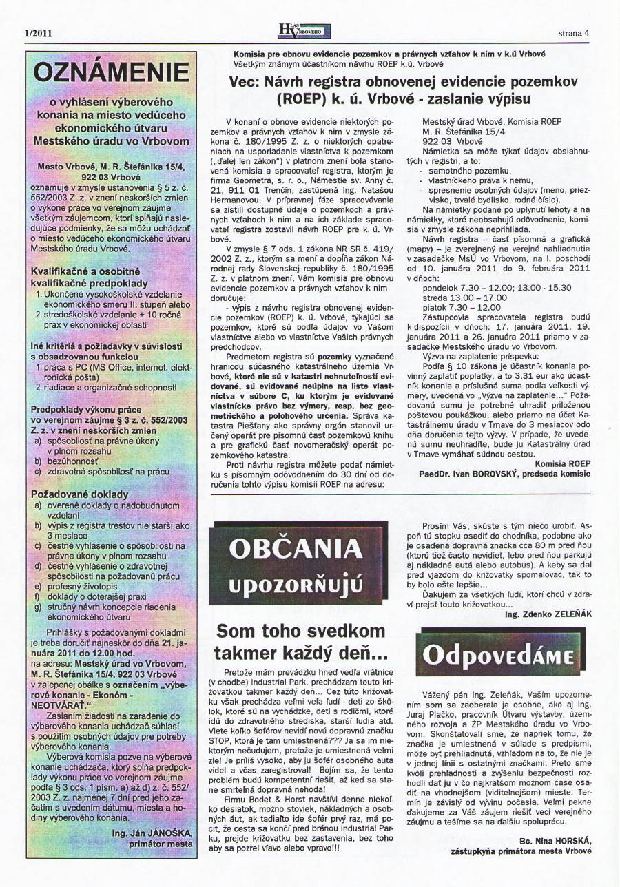 Hlas Vrbového 01/2011, strana 4