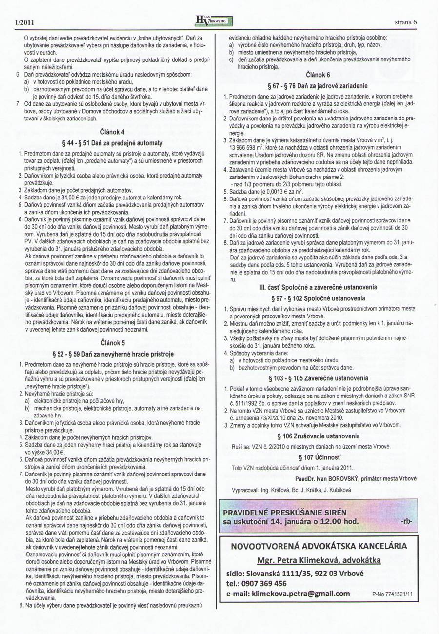 Hlas Vrbového 01/2011, strana 6