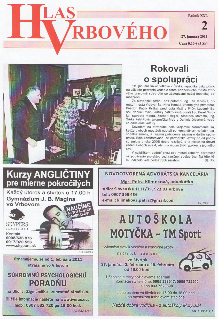 Hlas Vrbového 02/2011, strana 1