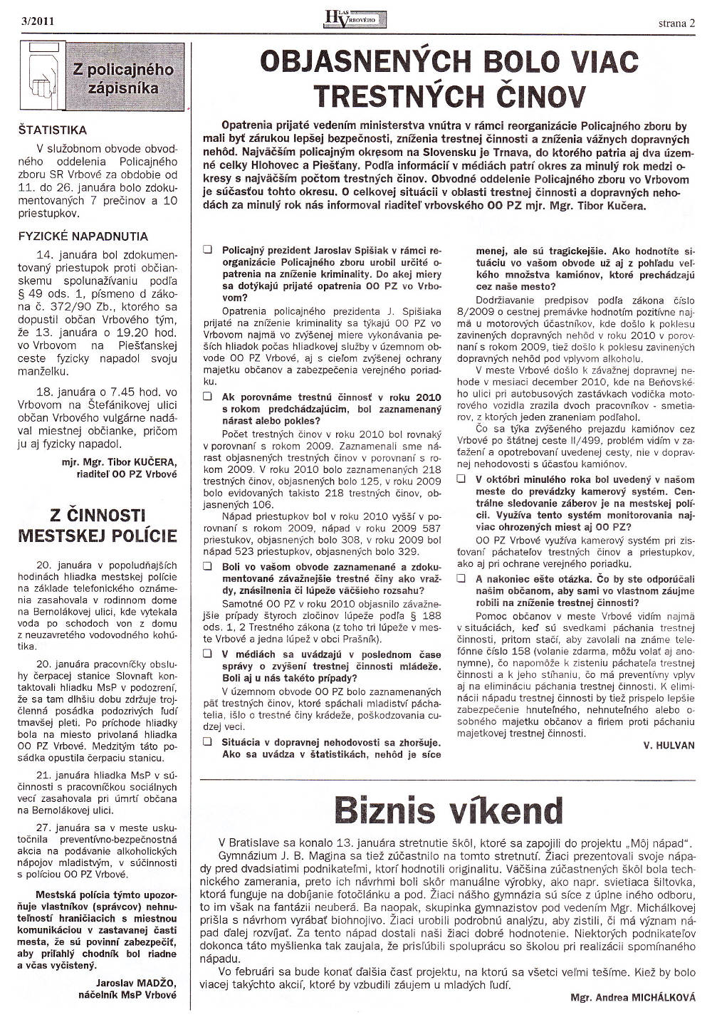 Hlas Vrbového 02/2011, strana 2