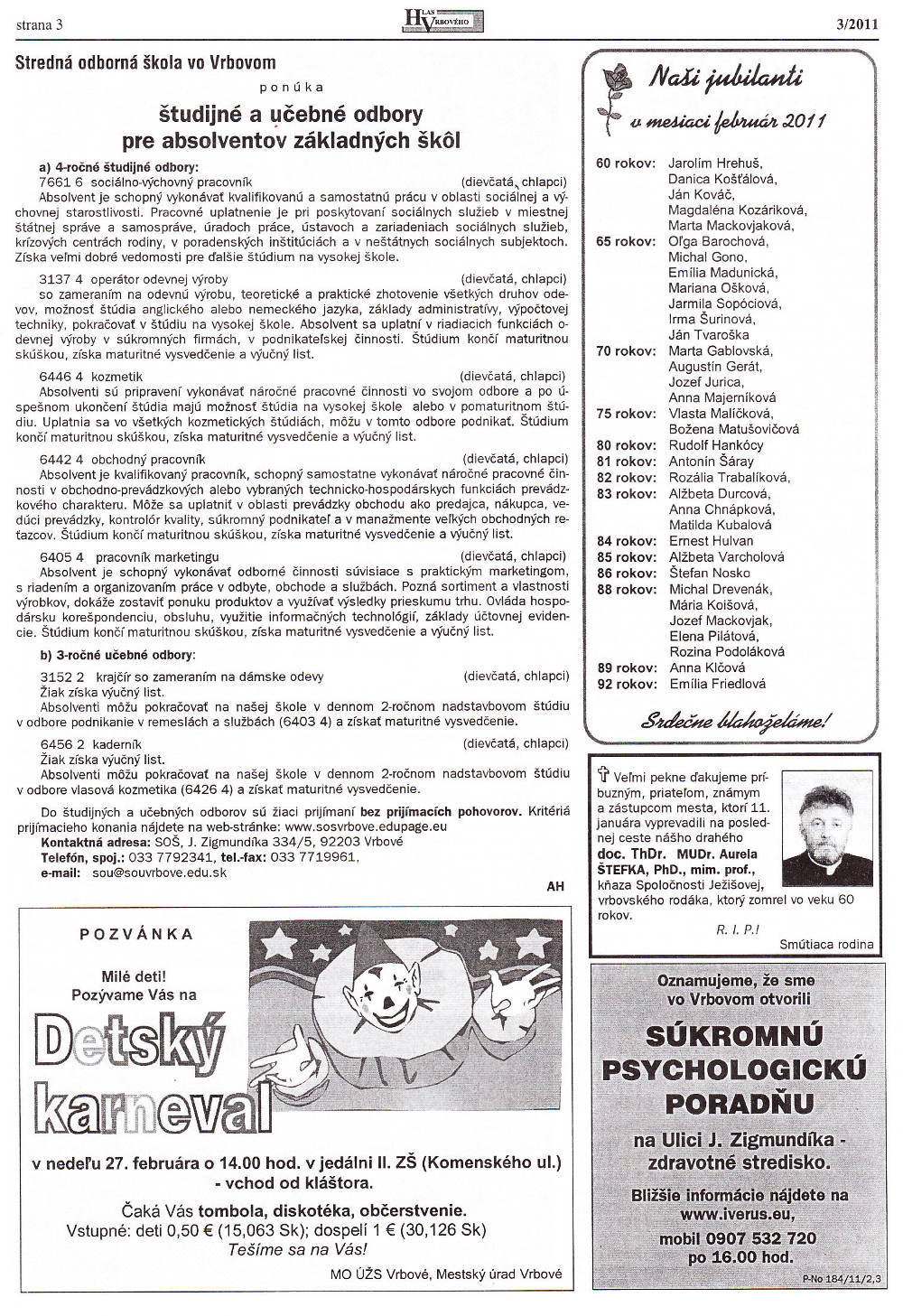Hlas Vrbového 02/2011, strana 3