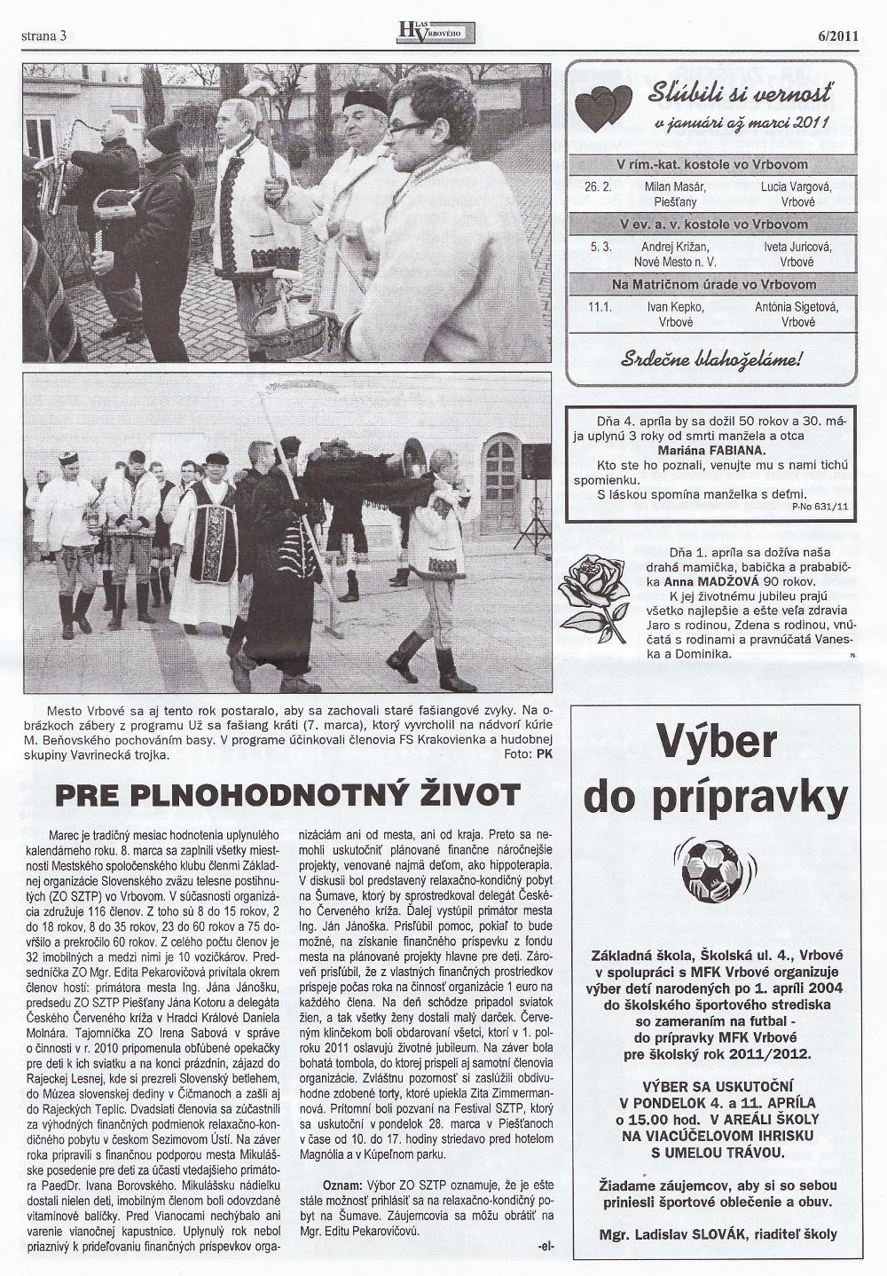 Hlas Vrbového 06/2011, strana 3
