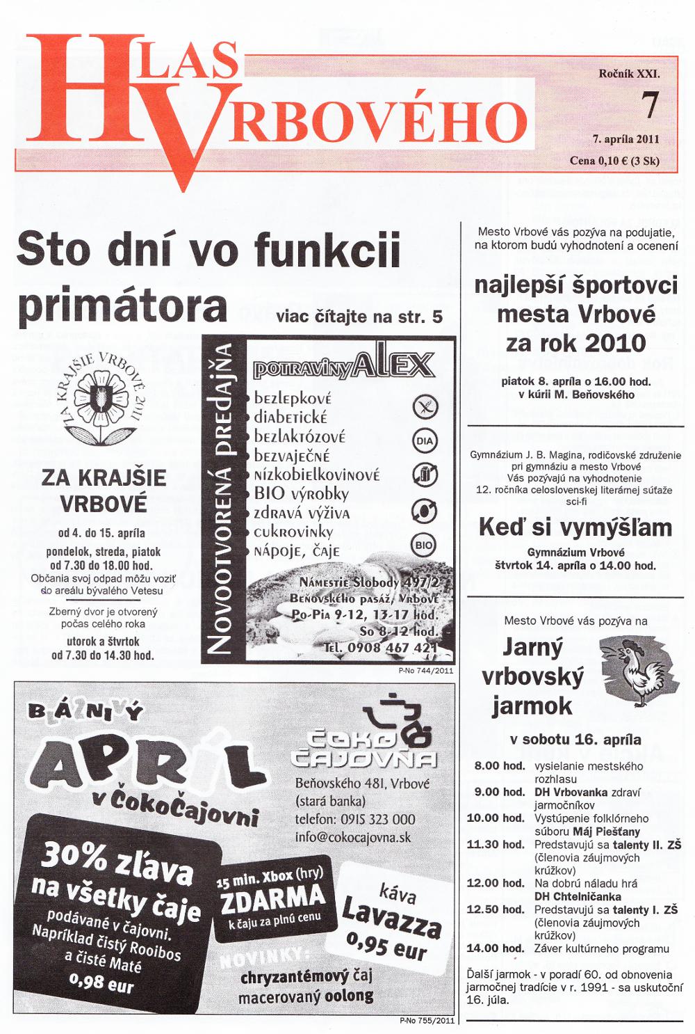 Hlas Vrbového 06/2011, strana 1