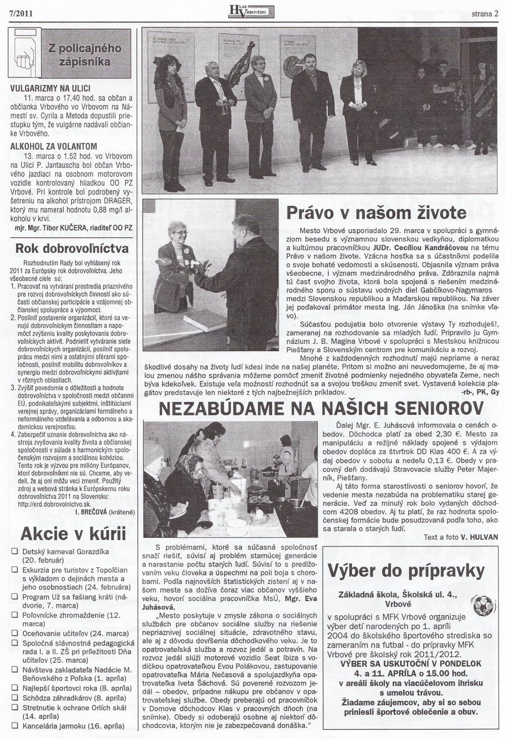 Hlas Vrbového 06/2011, strana 2