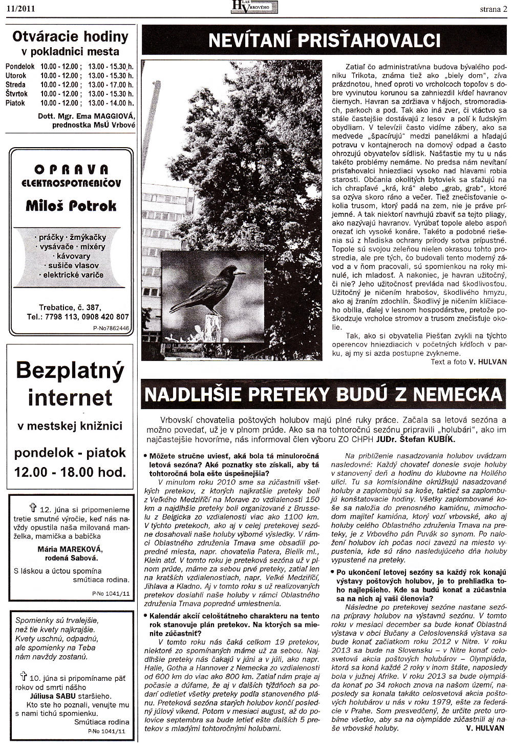 Hlas Vrbového 11/2011, strana 2