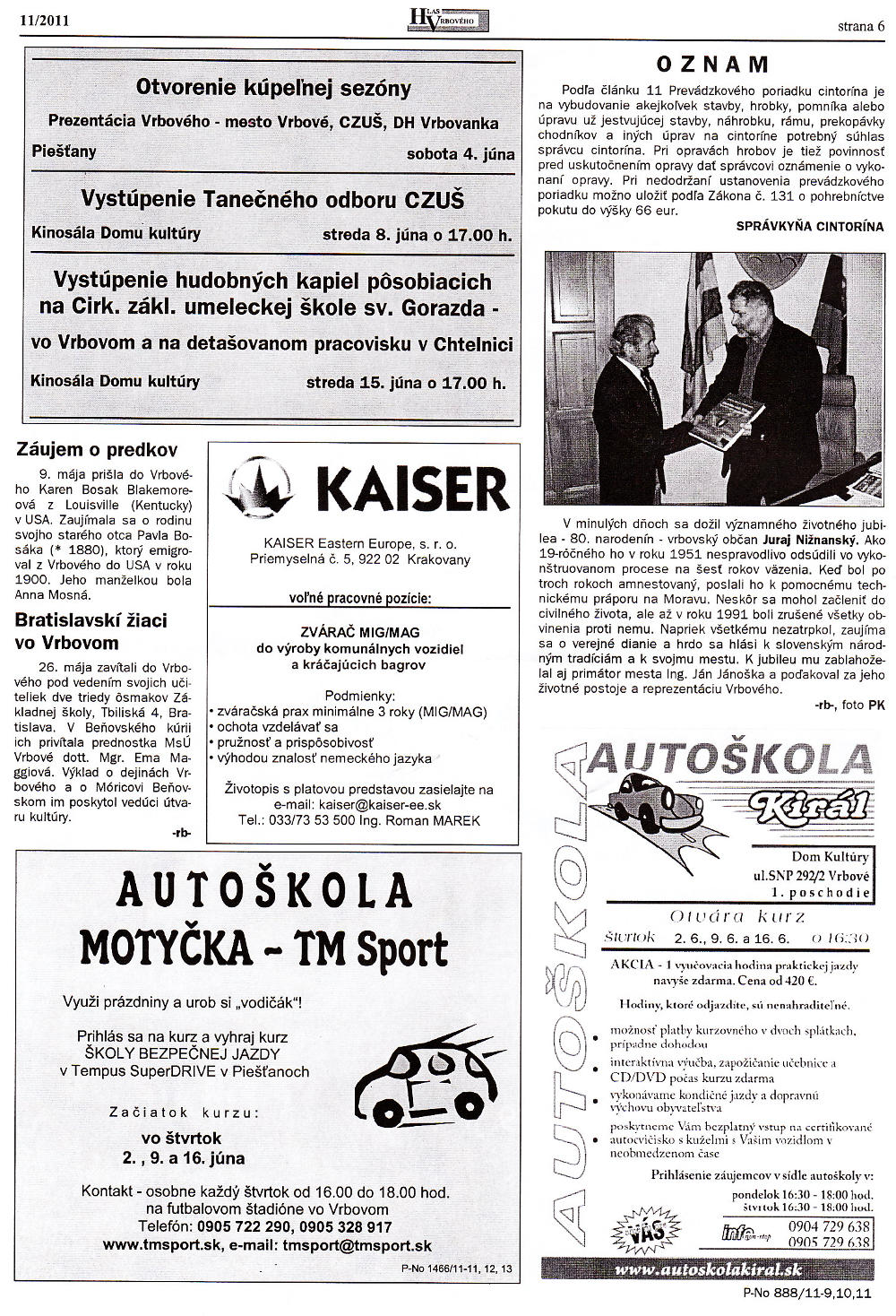 Hlas Vrbového 11/2011, strana 6