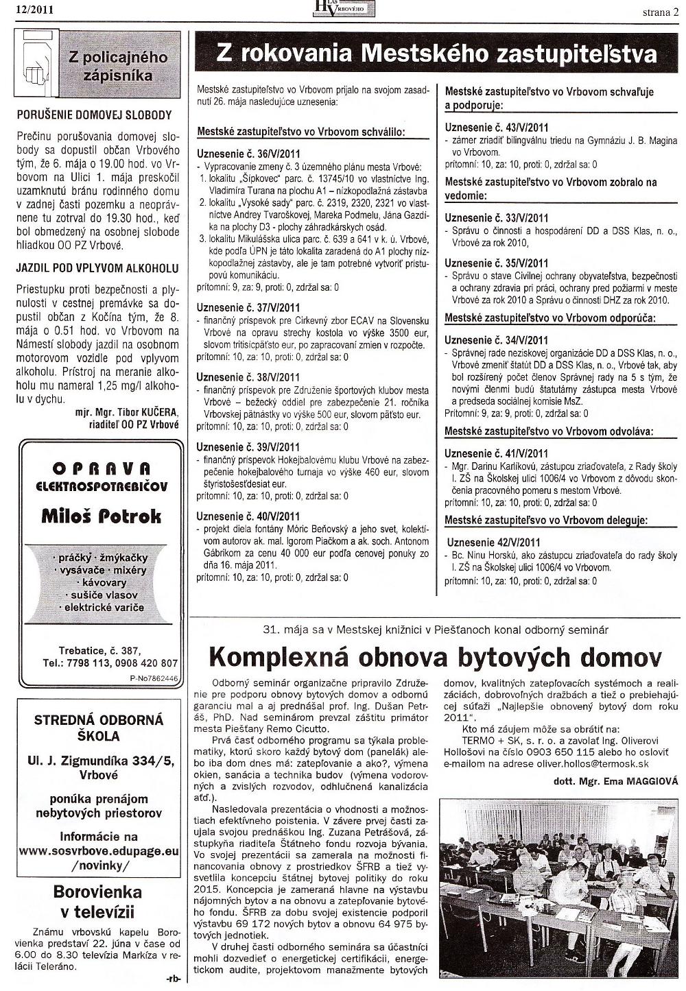 Hlas Vrbového 12/2011, strana 2