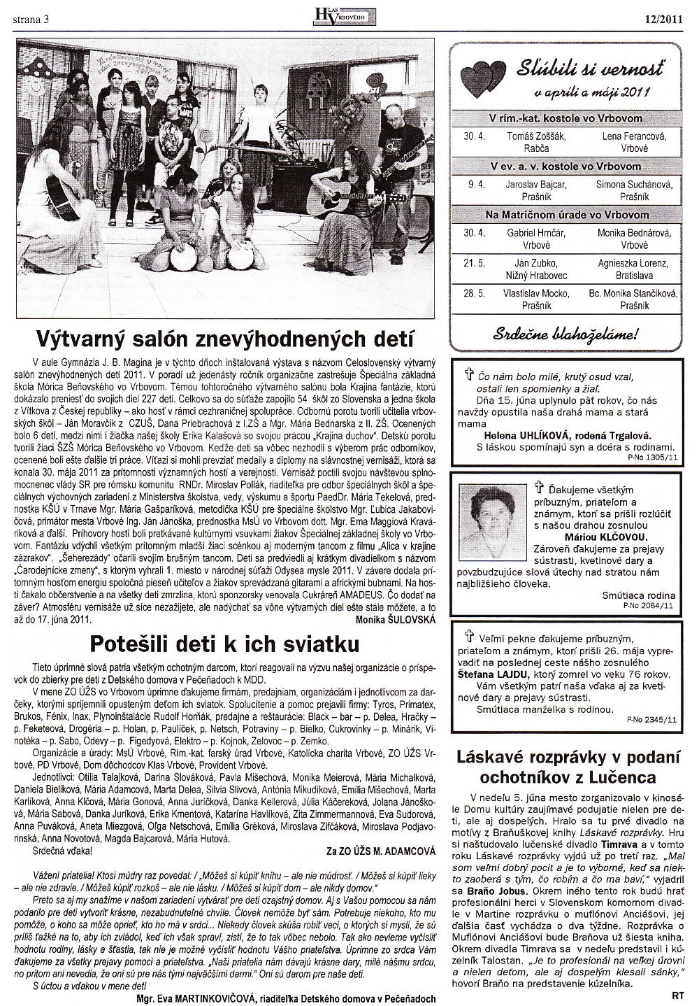 Hlas Vrbového 12/2011, strana 3