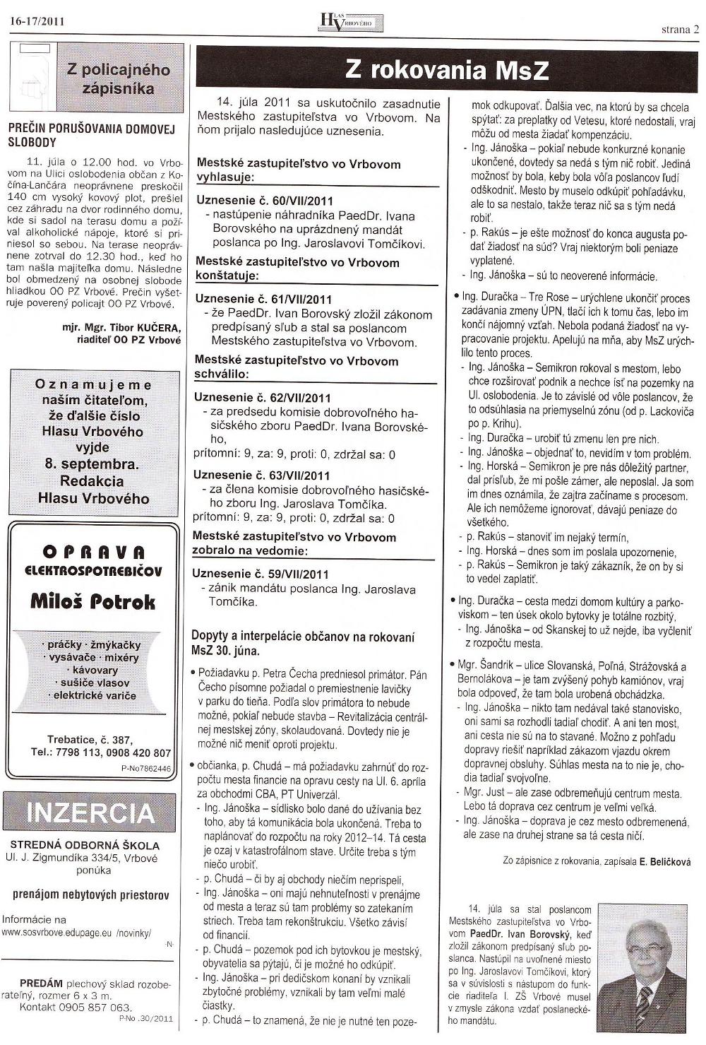 Hlas Vrbového 16-17/2011, strana 2