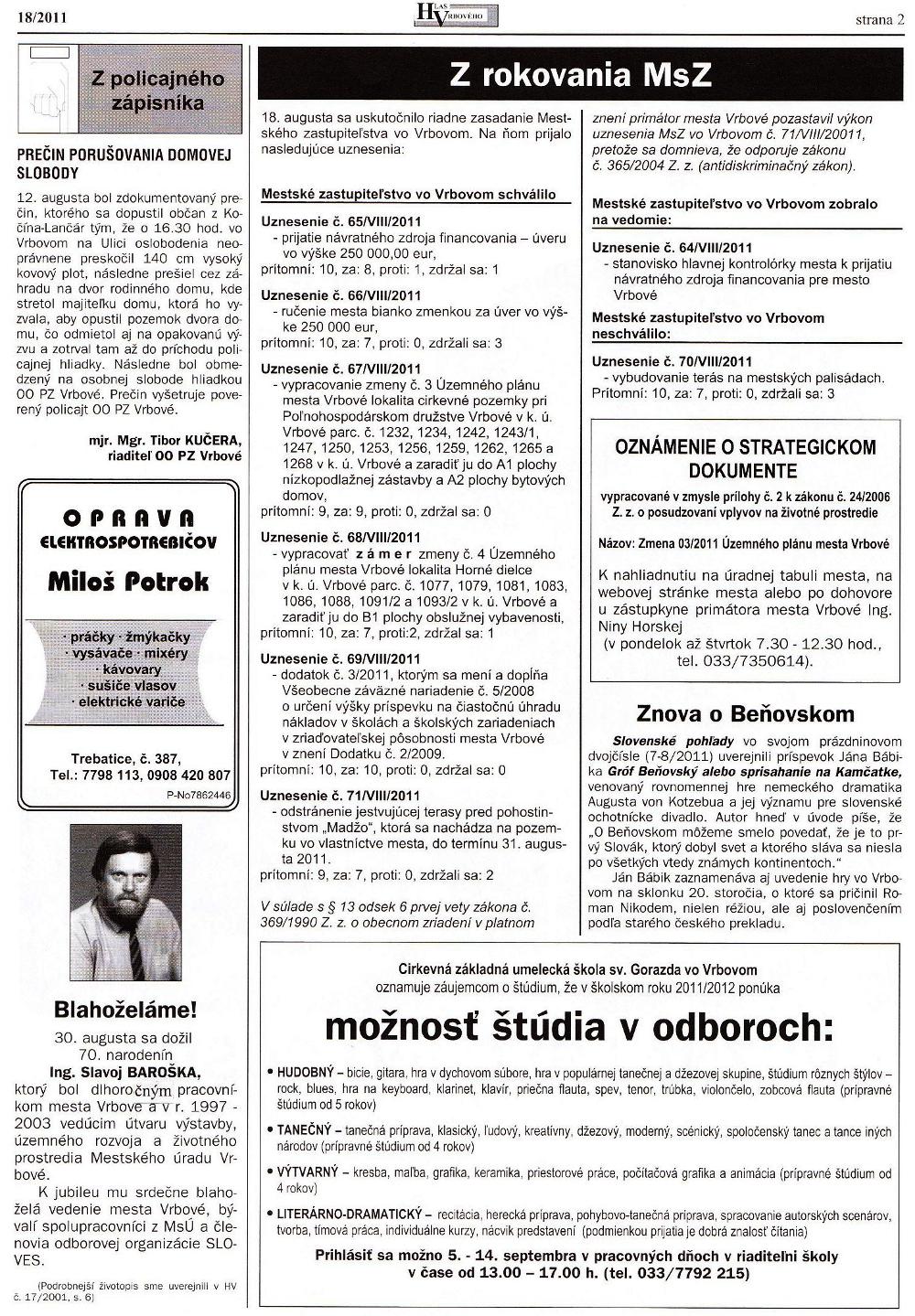 Hlas Vrbového 18/2011, strana 2