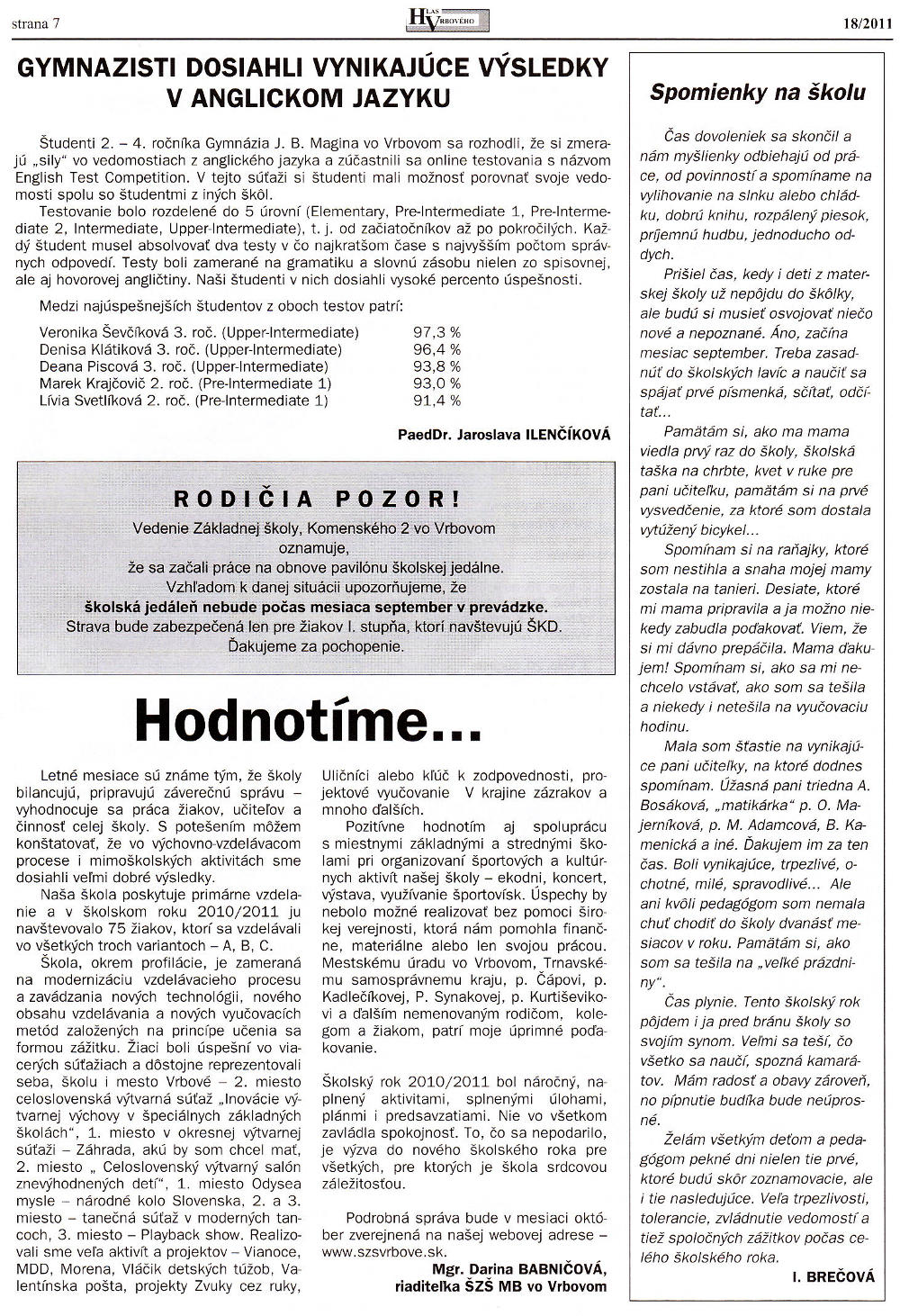 Hlas Vrbového 18/2011, strana 7