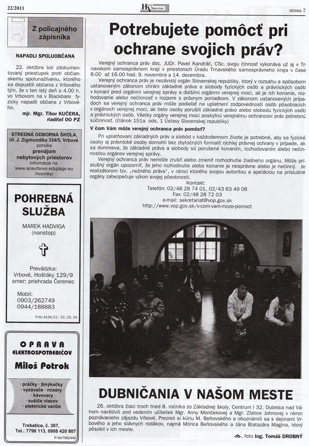 Hlas Vrbového 22/2011, strana 2